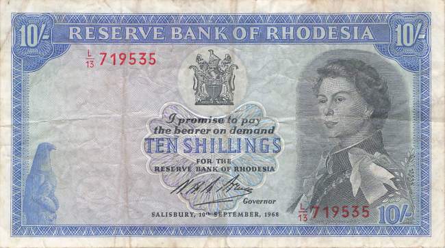 10 Shillings Rhodesien 1968 p27b